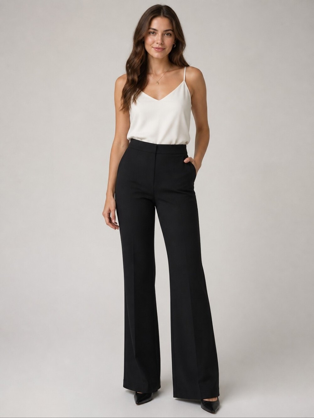 Christian Siriano Black High-Rise Flare Pants